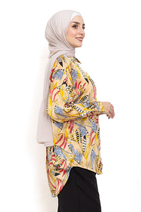 Beige P - Satin Over Size Shirt Style 1 - Khotwh